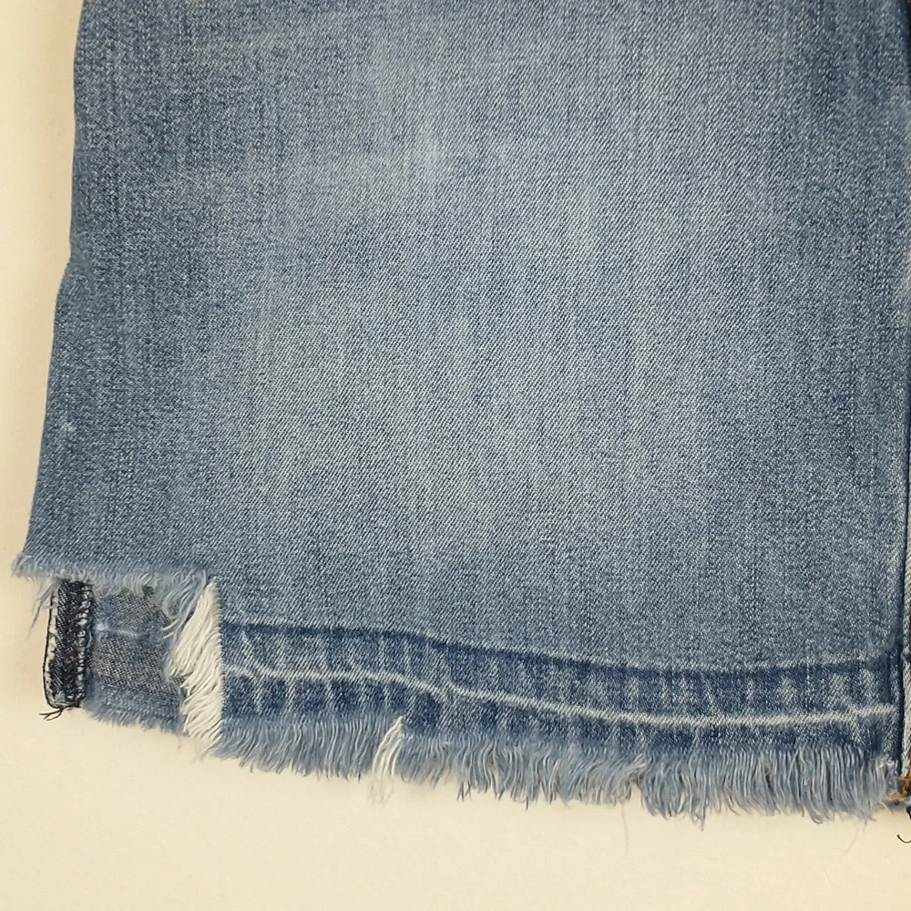 Vintage Abercrombie & Fitch Mini Skirt 2 Denim Blue Jean Cut Off Distressed Y2K